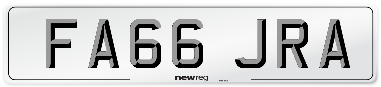 FA66 JRA Number Plate from New Reg